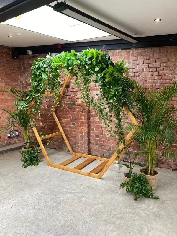 Geometric Wooden Arch with Botanical Wedding Styling
