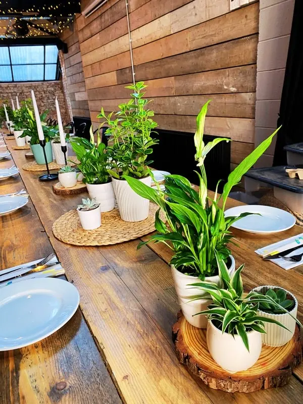 Botanical Table Styling with Potted Plants for Weddings