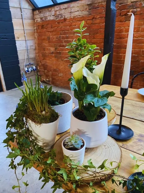 Botanical Wedding Centrepiece with Greenery and Candles