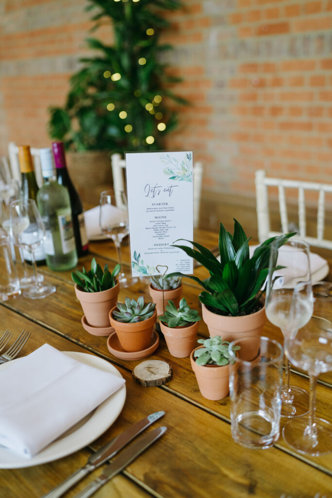 Botanical Wedding Table Décor with Potted Plants
