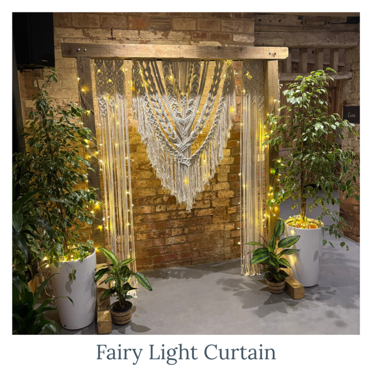 Fairy light curtain backdrop for wedding ceremonies and receptions